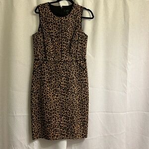 J. Crew Sleeveless Leopard Print Sheath Dress in Brown and Black